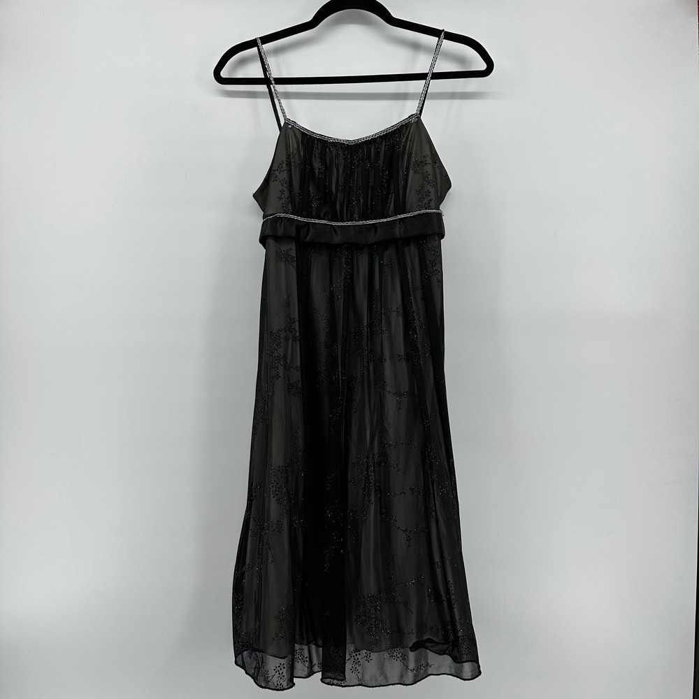 Friends Black Glitter Floral Mesh Empire Waist Cocktail Dress Size 14 Australia